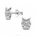 8 mm Sova s ​​křišťály - Šperkovní Stříbro 925 Křyšťálové Puzetové Náušnice A4S50630