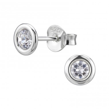 Rotund cu cristal 5mm - Argint 925 Cercei Cu Cristale Și Șurub A4S50633