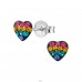 5 mm Heart with Colored Crystals - 925 Sterling Silver Ear Studs With Crystal Stones A4S50636
