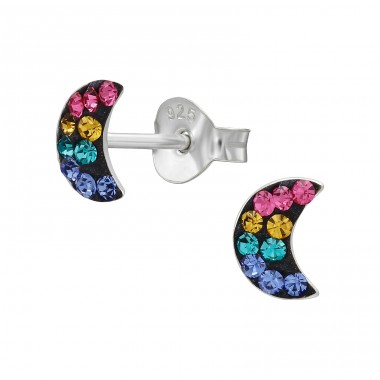 Semiluna cu cristale multicolore 6mm - Argint 925 Cercei Cu Cristale Și Șurub A4S50637