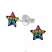6 mm Star with Colored Crystals - 925 Sterling Silver Ear Studs With Crystal Stones A4S50638