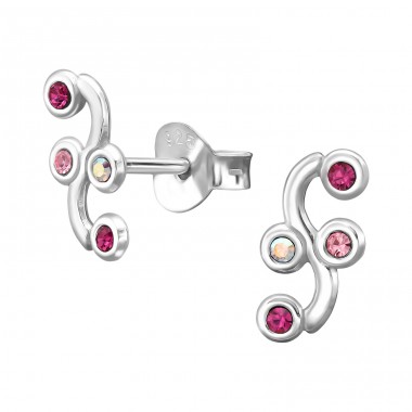 Serpuit cu cristale - Argint 925 Cercei Cu Cristale Și Șurub A4S50687