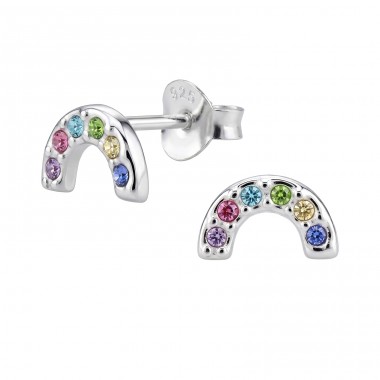 8,8 mm Regenbogenfarben mit Kristallen - 925Er Silber Ohrstecker Mit Kristall A4S50711