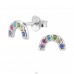 8,8 mm Regenbogenfarben mit Kristallen - 925Er Silber Ohrstecker Mit Kristall A4S50711