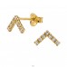 Chevron with Crystals, Gold Plated - 925 Sterling Silver Ear Studs With Crystal Stones A4S50971