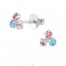 Tripple Color Cluster - 925 Sterling Silver Ear Studs with Crystal stones A4S51191