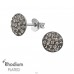 8 mm Curved Crystal Rhodium Plated - 925 Sterling Silver Ear Studs With Crystal Stones A4S51203
