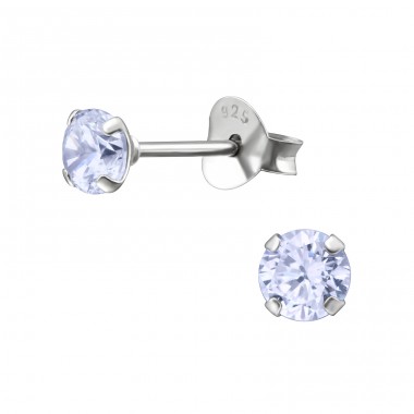 Strieborný Okrúhly 4mm - Striebro 925 Puzetové náušnice so zirkónom A4S13340