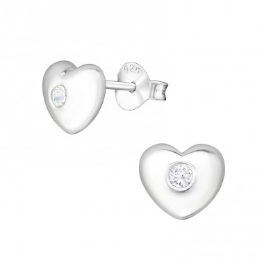 Silbernes Herz - 925er Silber Ohrstecker mit Zirkonia Steinen A4S16165