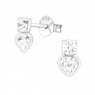 Heart - 925 Sterling Silver Ear Studs with Zirconia stones A4S17578