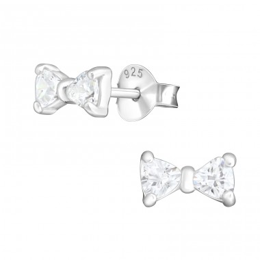 Silberner Schmetterling - 925er Silber Ohrstecker mit Zirkonia Steinen A4S18402