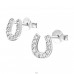 Horseshoe - 925 Sterling Silver Ear Studs with Zirconia stones A4S18403