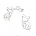 Cat - 925 Sterling Silver Ear Studs with Zirconia stones A4S19020