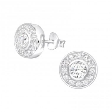 Round - 925 Sterling Silver Ear Studs with Zirconia stones A4S20325