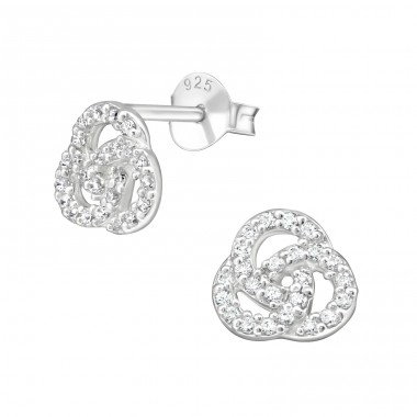 Curl - 925 Sterling Silver Ear Studs with Zirconia stones A4S21997