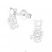 Cat - 925 Sterling Silver Ear Studs with Zirconia stones A4S22000