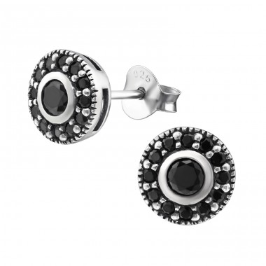 Round - 925 Sterling Silver Ear Studs with Zirconia stones A4S30803
