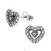 Heart - 925 Sterling Silver Ear Studs with Zirconia stones A4S30813