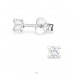 Square 3 mm - Striebro 925 Puzetové náušnice so zirkónom A4S33207
