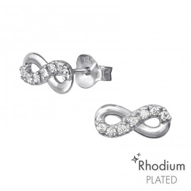 Infinity - 925 Sterling Silver Ear Studs with Zirconia stones A4S35581