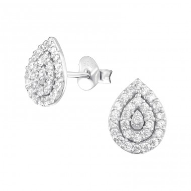 Pear - 925 Sterling Silver Ear Studs with Zirconia stones A4S36783