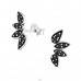 Oxidized - 925 Sterling Silver Ear Studs with Zirconia stones A4S37213