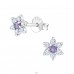 Flower - 925 Sterling Silver Ear Studs with Zirconia stones A4S38422