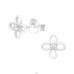 Flower - 925 Sterling Silver Ear Studs with Zirconia stones A4S38817