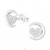Moon & Heart - 925 Sterling Silver Ear Studs with Zirconia stones A4S38840