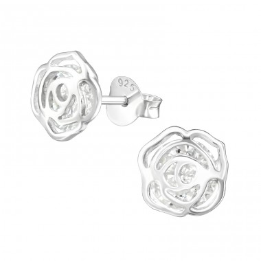 Rose - 925 Sterling Silver Ear Studs with Zirconia stones A4S39034
