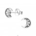 Moon - 925 Sterling Silver Ear Studs with Zirconia stones A4S39049
