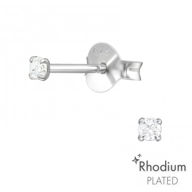 Round 2mm - 925 Sterling Silver Basic Ear Studs A4S39573