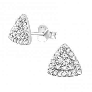 Triangle - 925 Sterling Silver Ear Studs with Zirconia stones A4S39702