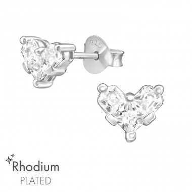 Herzen - 925er Silber Ohrstecker mit Zirkonia Steinen A4S39955