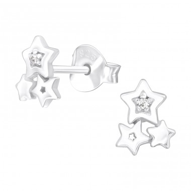 Drei Sterne - Ohrstecker aus 925er Sterlingsilber mit Zirkon A4S40079