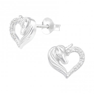 Unicorn - 925 Sterling Silver Ear Studs with Zirconia stones A4S40378