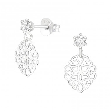 Arabesque - 925 Sterling Silver Ear Studs with Zirconia stones A4S40951