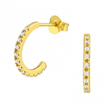 Semicerc auriu cu zirconiu - Argint 925 Cercei Cu Zirconiu Și Șurub A4S40956