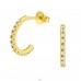 Golden Curved - 925 Sterling Silver Ear Studs With Zirconia Stones A4S40956