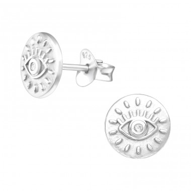 Evil Eye - 925 Sterling Silver Ear Studs with Zirconia stones A4S41145