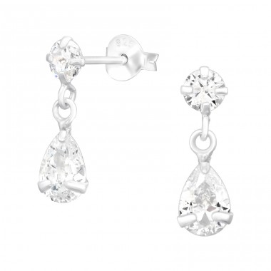 Geometric - 925 Sterling Silver Ear Studs with Zirconia stones A4S41146
