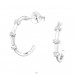 Half Hoop - 925 Sterling Silver Ear Studs with Zirconia stones A4S41318