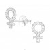 Female Gender Sign - 925 Sterling Silver Ear Studs with Zirconia stones A4S41333