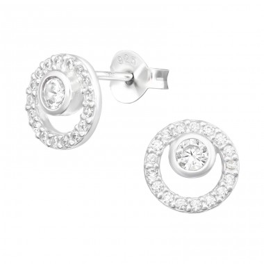Rund mit Zirkonen verziert - Ohrstecker aus 925er Sterlingsilber mit Zirkon A4S41374