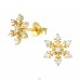 Golden Snowflake - 925 Sterling Silver Ear Studs With Zirconia Stones A4S41744