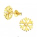 Golden Snowflake - 925 Sterling Silver Ear Studs With Zirconia Stones A4S42069