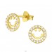 Golden Smiley emoji - 925 Sterling Silver Ear Studs With Zirconia Stones A4S43015