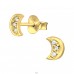 Golden Moon - 925 Sterling Silver Ear Studs With Zirconia Stones A4S43076