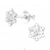 Snowflake with Zirconia - 925 Sterling Silver Ear Studs With Zirconia Stones A4S43539