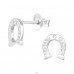 Horseshoe - 925 Sterling Silver Ear Studs with Zirconia stones A4S43547